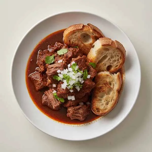 Mexican Birria Beef Stew with Crusty Sourdough Bread